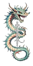 dragon cross tattoo design idea