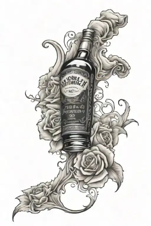 whiskey themed sleeve tattoo tattoo design idea