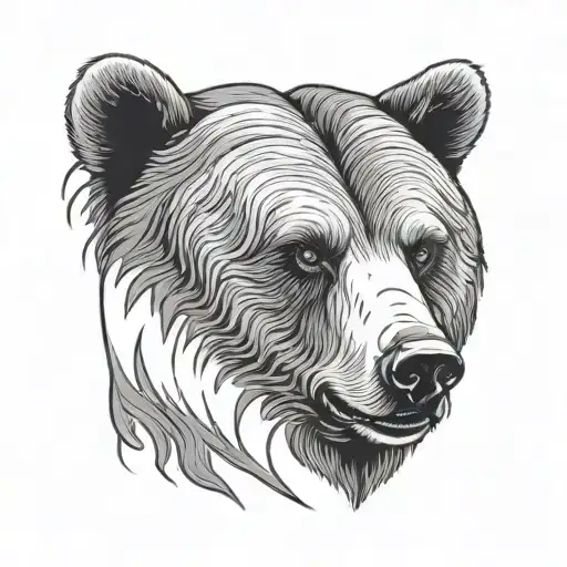 mad grizzly bear head tattoo design idea