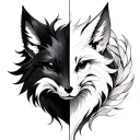 Let’s make the sketch of the Tatoo and for the Gemini figure make it a fox that is half white half black like a ying yan tattoo design idea