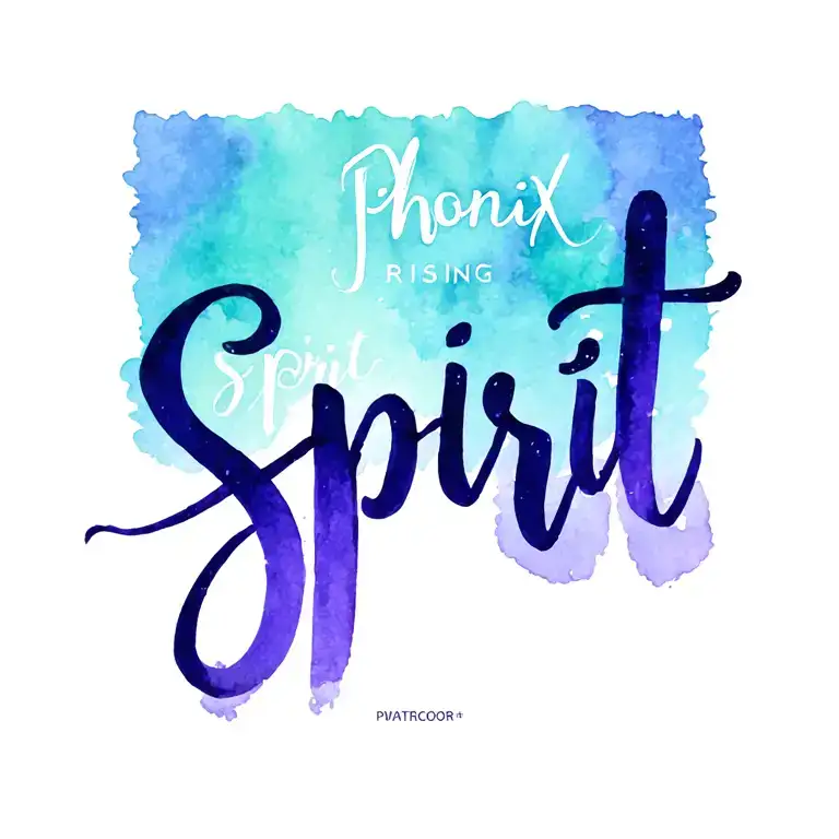 free spirt words with phonix rising tattoo design idea