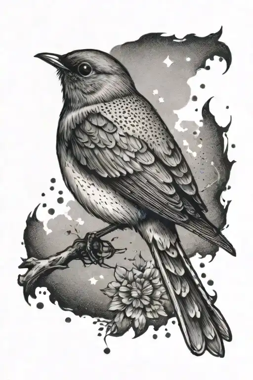 robin flying tattoo design idea