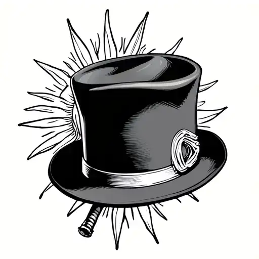 Hat note sun and cane tattoo design idea