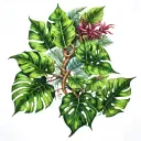JUNGLE TREE LEAVES tattoo design idea