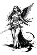 Valkyrie warrior wielding a sword tattoo design idea