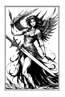 Valkyrie warrior wielding a sword tattoo design idea