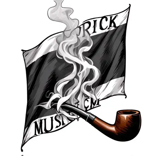 "MUSTRICK " Romani flag with tobacco pipe smoke tattoo design idea