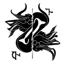 a simple layout where the four glyphs – Gemini (♊), Pisces (♓), Taurus (♉), and Libra (♎) aligned vertically or horizontally, separated by fine lines tattoo design idea