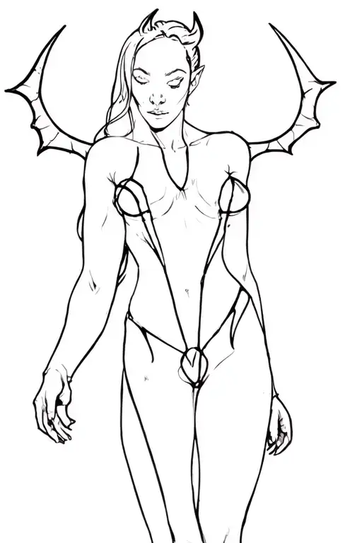 Rhea Ripley as a demon  tattoo design idea
