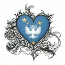small outline of Bosnia and Albania intertwined, forming a heart shape? You could add a tiny symbol or emblem from each  tattoo design idea