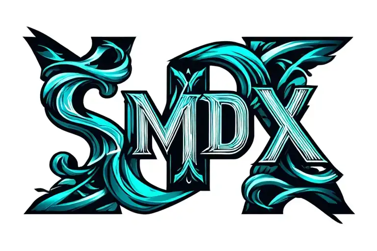 Design a unique, artistic tattoo based on the letters SMDX. The style should be elegant and bold, combining elements of  tattoo design idea