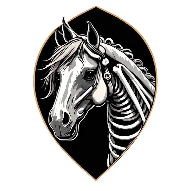 skeleton horse tattoo design idea