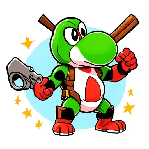 yoshi deadpool full color tattoo design idea