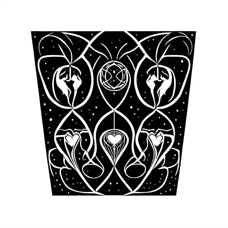 space  three sons molded  symbolizing love and eternity and souls finding peace within tattoo design idea