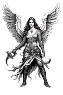 Angel warrior holding tattoo design idea