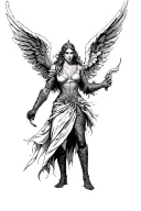 Angel warrior holding tattoo design idea