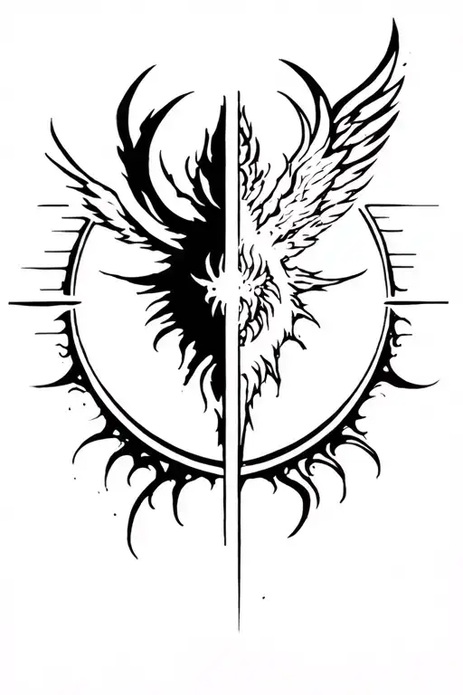 heaven vs hell tattoo design idea