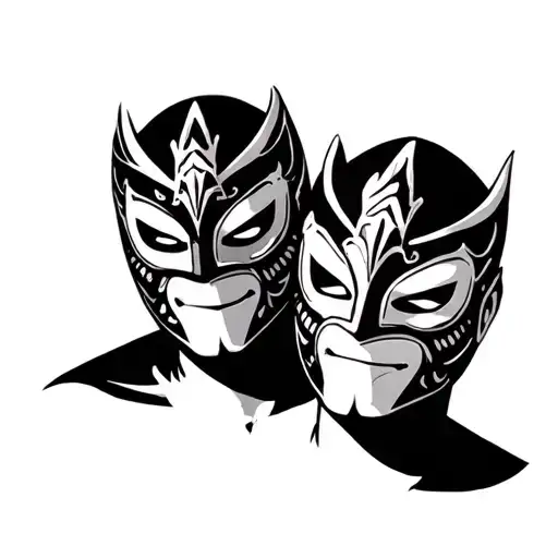 luchador mask brothers bigger and younger tattoo design idea