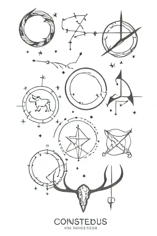 constellations sagittarius, taurus and aquarius tattoo design idea