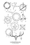 constellations sagittarius, taurus and aquarius tattoo design idea