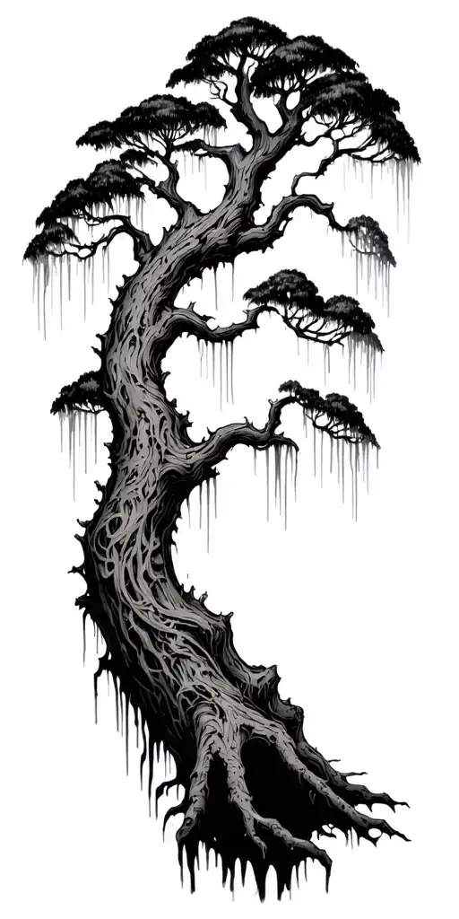 weeping tree, death, war tattoo design idea