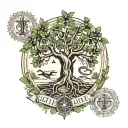 Haitian tree of life and libra zodiac sign tattoo design idea