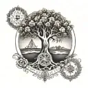 Haitian tree of life and libra zodiac sign tattoo design idea