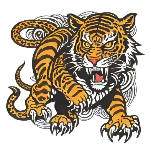 Dragon, Tiger, Savage tattoo design idea