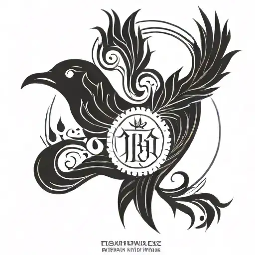 Feminine and simple tribal phoenix with the words "From Ashes I Rise" and the date 11/12019 tattoo design idea