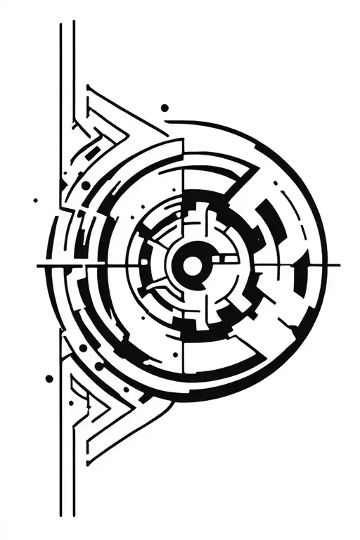 cyber sigilism style tattoo design idea