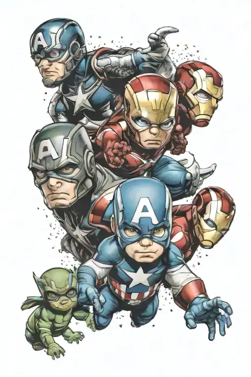 marvel avengers as babies tattoo design idea