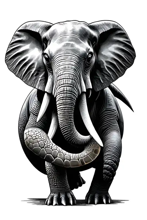 turtle and elephant tattoo design idea