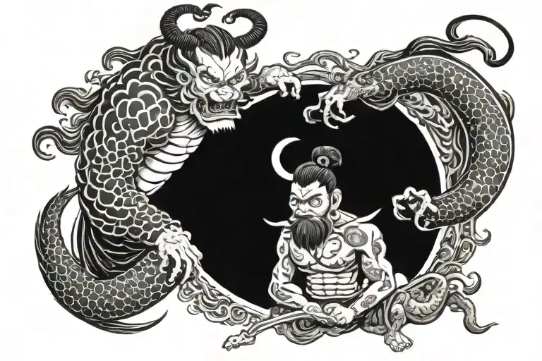raijin and fujin tattoo design idea