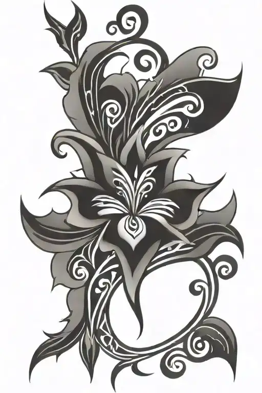 Heart-shaped flower tribal tattoo design idea