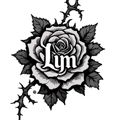 "Lynn" rose vine with thorns tattoo design idea