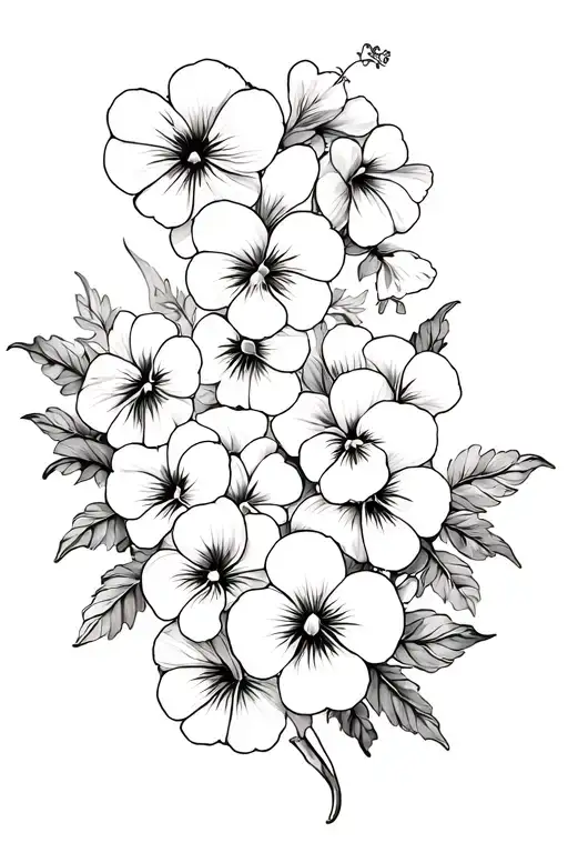 crown and pansies surrounding tattoo design idea
