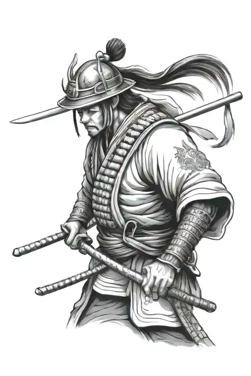 loner, samurai warrior tattoo design idea