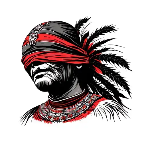 Hmong shamans may wear a black or red cloth over their face while in a trance  tattoo design idea