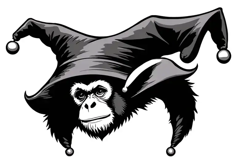 gibbon jester hat tattoo design idea