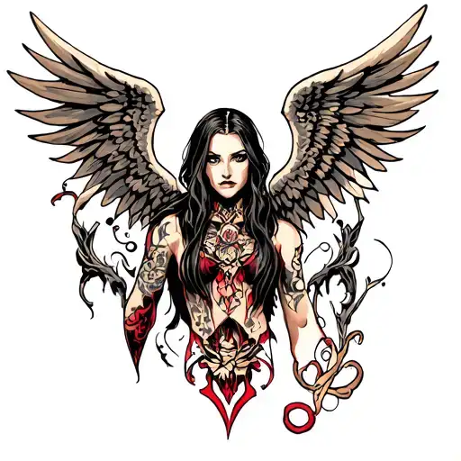 Evil and angel tattoo design idea
