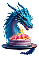 Dragon breathing fire onto a cake with orchids tattoo design idea