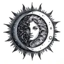 sun moon Gemini, Taurus, and Sagittarius constellation tattoo design idea