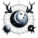 sun moon Gemini, Taurus, and Sagittarius constellation tattoo design idea