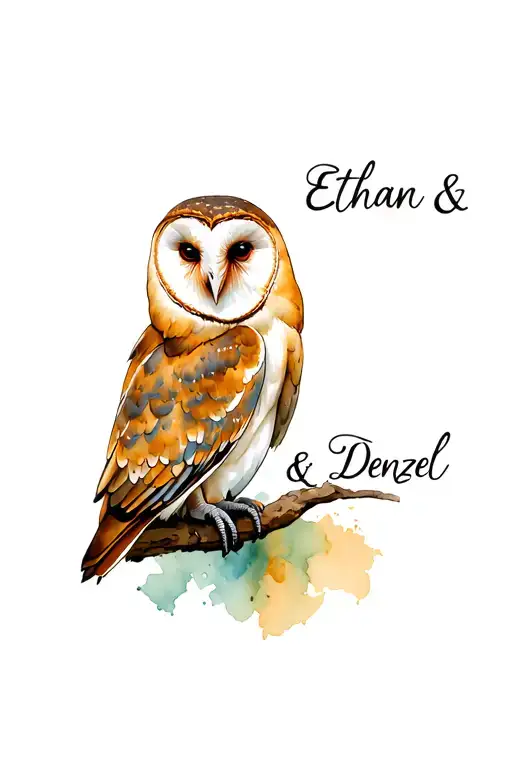 "Ethan & Denzel" Barn owl tattoo design idea