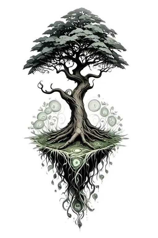 power wisdom money tree growing tattoo design idea