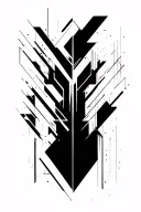 cyber sigilism, abstract blackwork, geometric glyphs, futuristic blackwork tattoo design idea