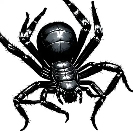 black widow spider hanging form web tattoo design idea