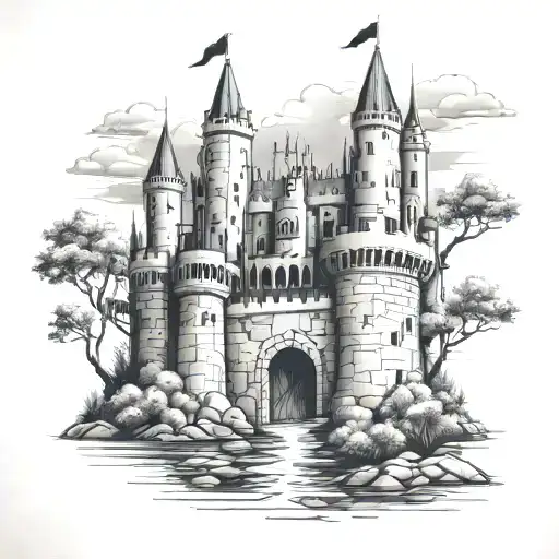 castle tattoo design idea