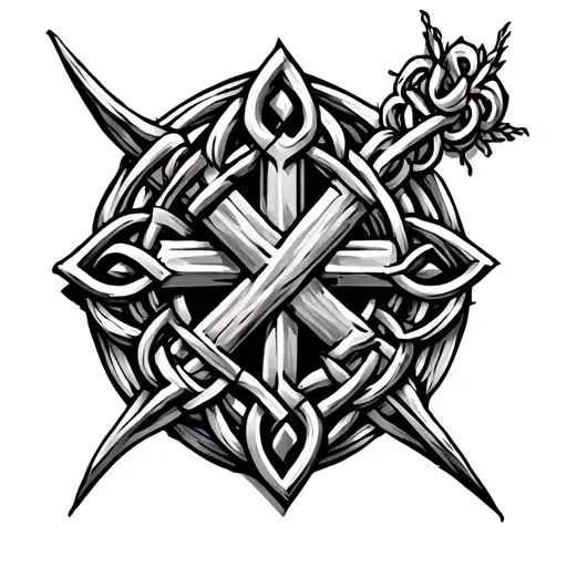 Nordic Cross surrounded by knotwork tattoo design idea
