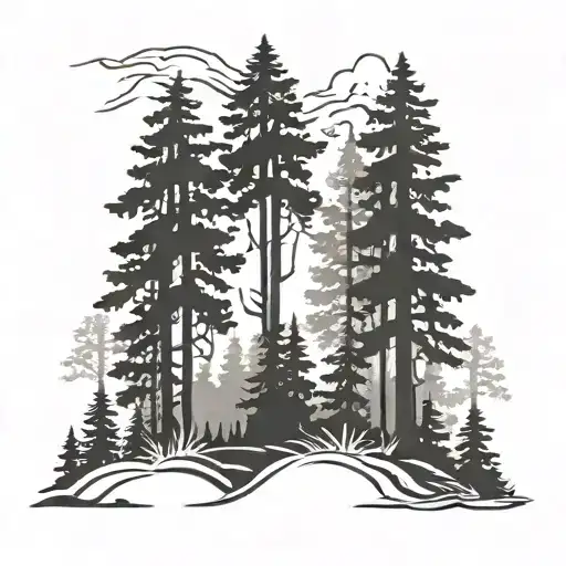 Finnish forest silhouette tattoo design idea